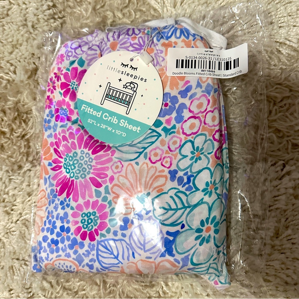 Little Sleepies NIB doodle blooms standard fitted crib sheet